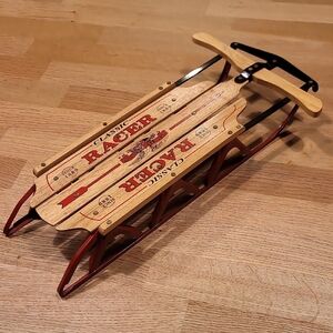 Wooden Flexible Flyer Sled with Red Accents